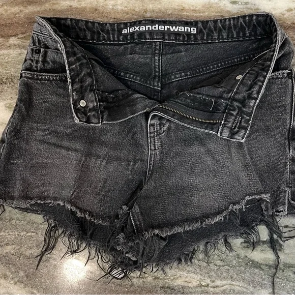 ALEXANDER WANG BITE SHORT “Grey Aged”Super Frayed Raw Hem, Made in the USA
